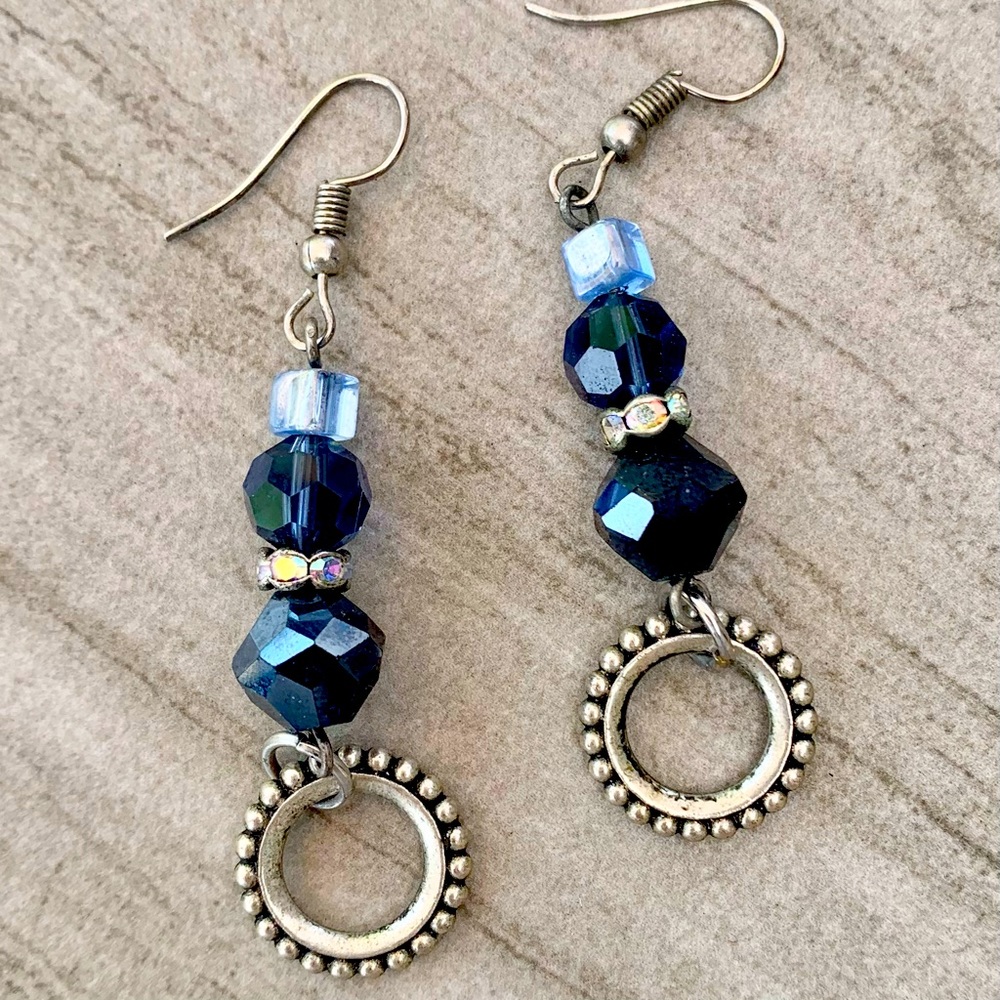 Silver and blue dangles.